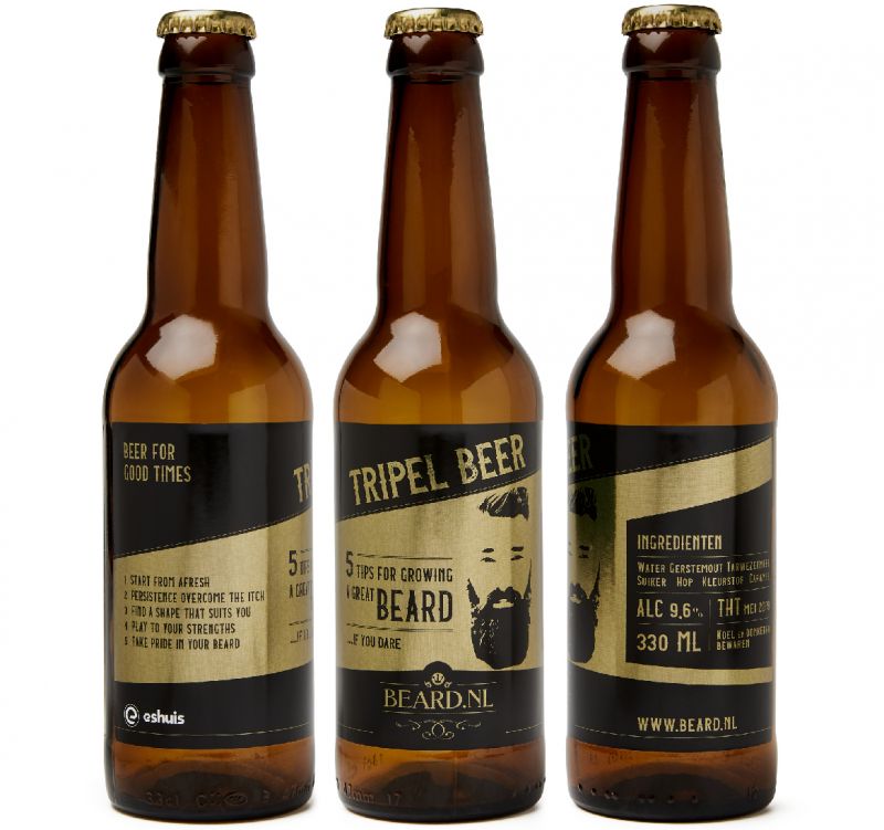 Bier label goud met zwart